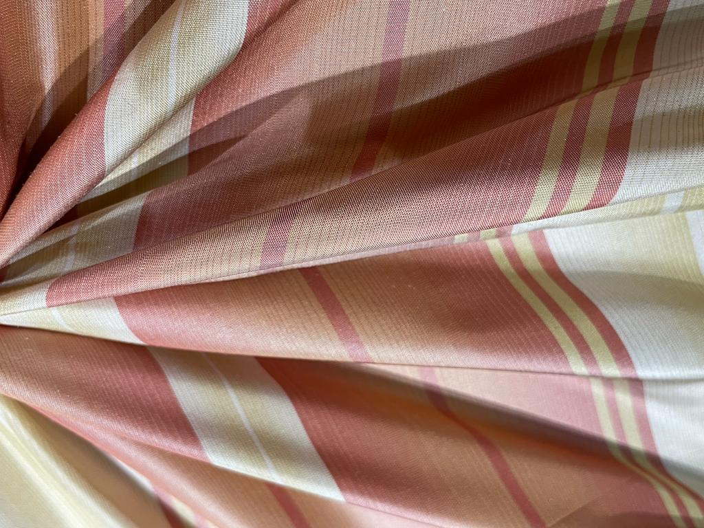 100% Silk Taffeta Fabric Multi colour superb stripes 54" wide TAFS25
