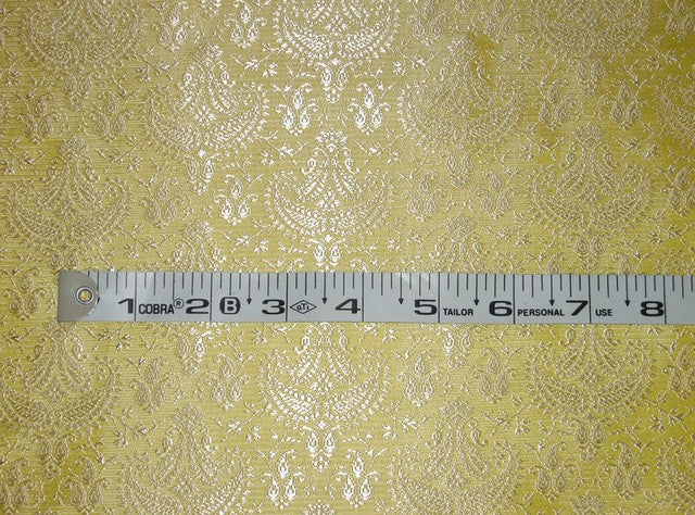 Silk Brocade fabric Lime Yellow & Cream 44" wide BRO120[5]