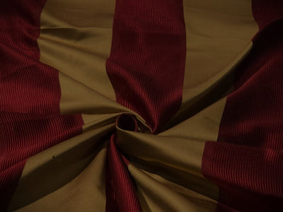 100% SILK TAFFETA FABRIC RED AND DULL GOLD STRIPES  STRIPES TAFNEWS25