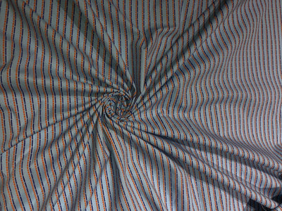 100% Cotton Poplin 58" blue with royal blue and orange stripes [17561]