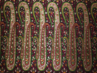 Silk Brocade fabric  intricate paisley jacquard in 4 color color schemes green ,red/ BRO1084