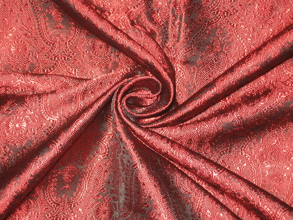 Silk Brocade Fabric Wine Red &amp; Black Victorian BRO125[1]