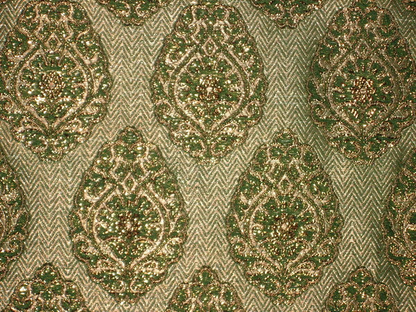 Silk Brocade fabric Metallic Bronze & Green 44" wide BRO125[5]