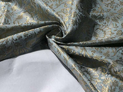 Brocade Fabric VINE Jacquard with metallic gold available in 2 colors MINT AND POWDER BLUE BRO993[4/5]