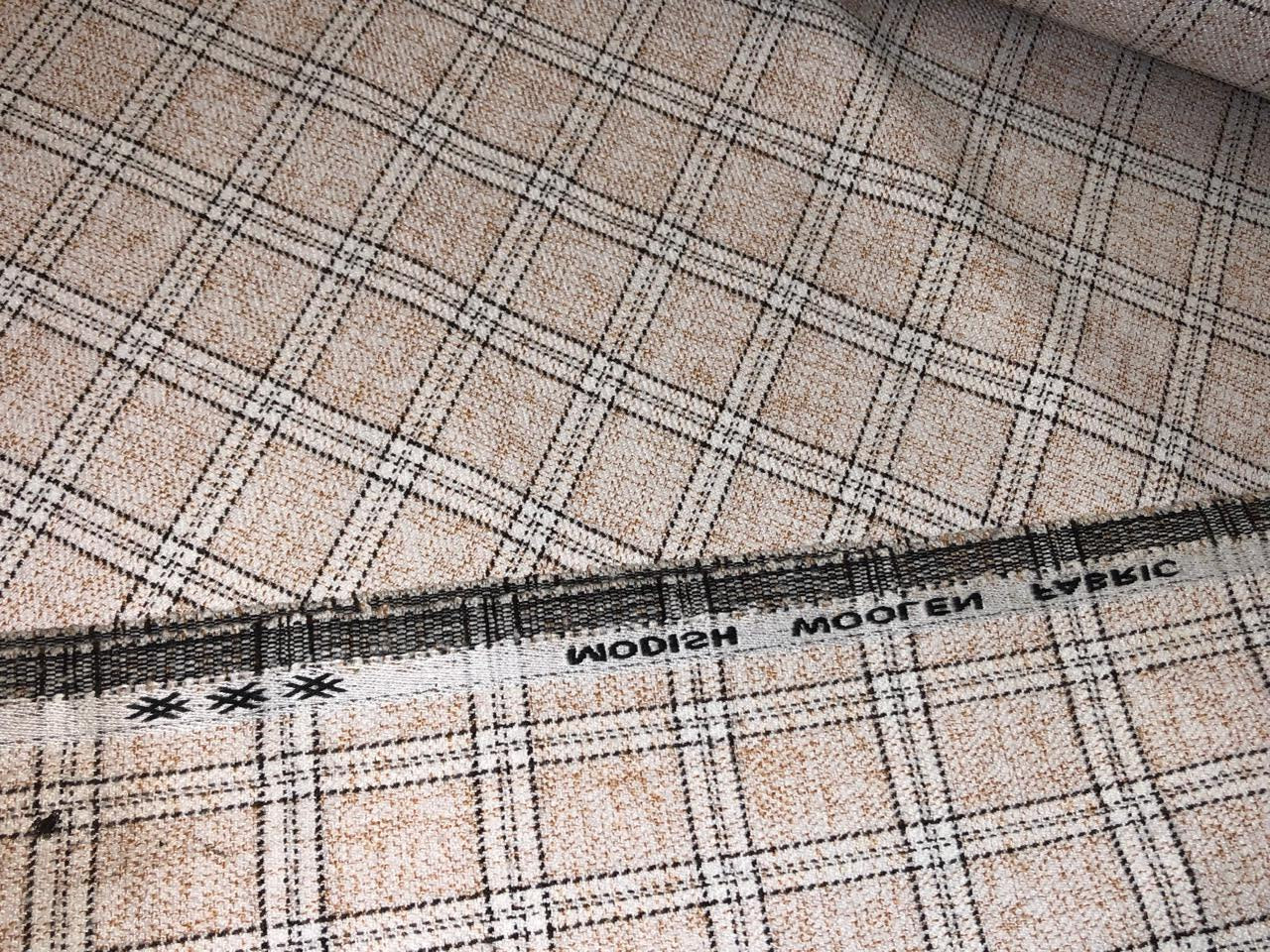 Suiting fabric made in Schöffel ,Italy WOOL X TWEED  cream and brown [16876]