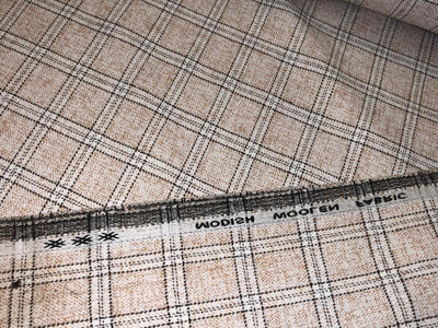 Suiting fabric made in Schöffel ,Italy WOOL X TWEED  cream and brown [16876]