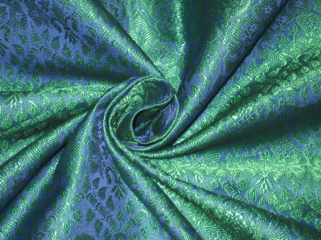 Silk Brocade fabric Peacock Blue & Green 44" wide BRO127[5]