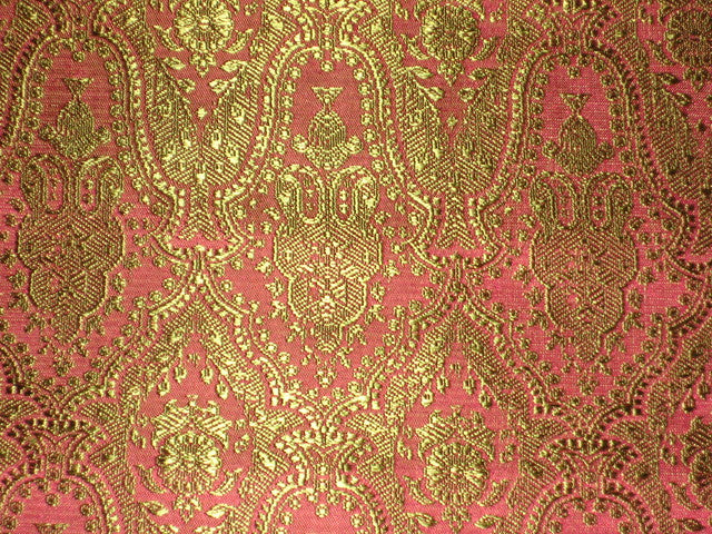 Silk Brocade fabric Pink & Green color 44" wide BRO129[4]