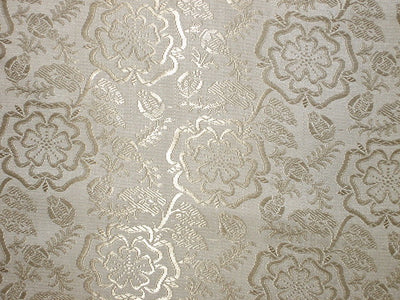 Silk Brocade fabric Golden Cream Colour floral pattern 44" wide BRO129[1]