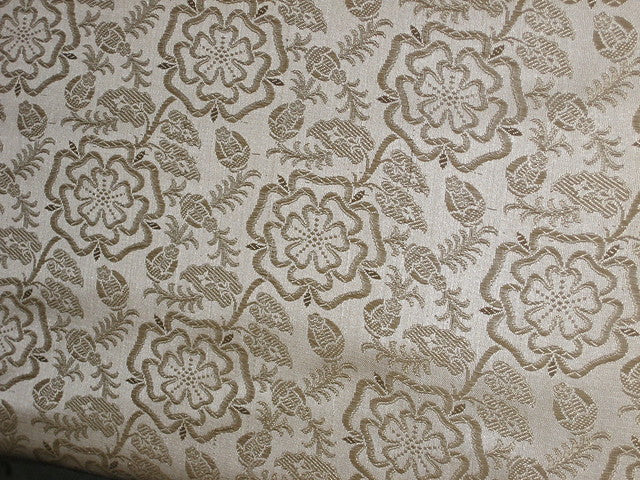 Silk Brocade fabric Golden Cream Colour floral pattern 44" wide BRO129[1]