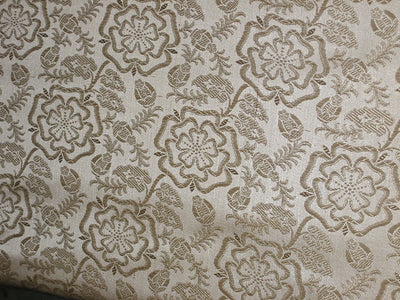 Silk Brocade fabric Golden Cream Colour floral pattern BRO129[1]