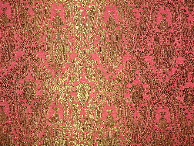 Silk Brocade fabric Pink & Green color 44" wide BRO129[4]