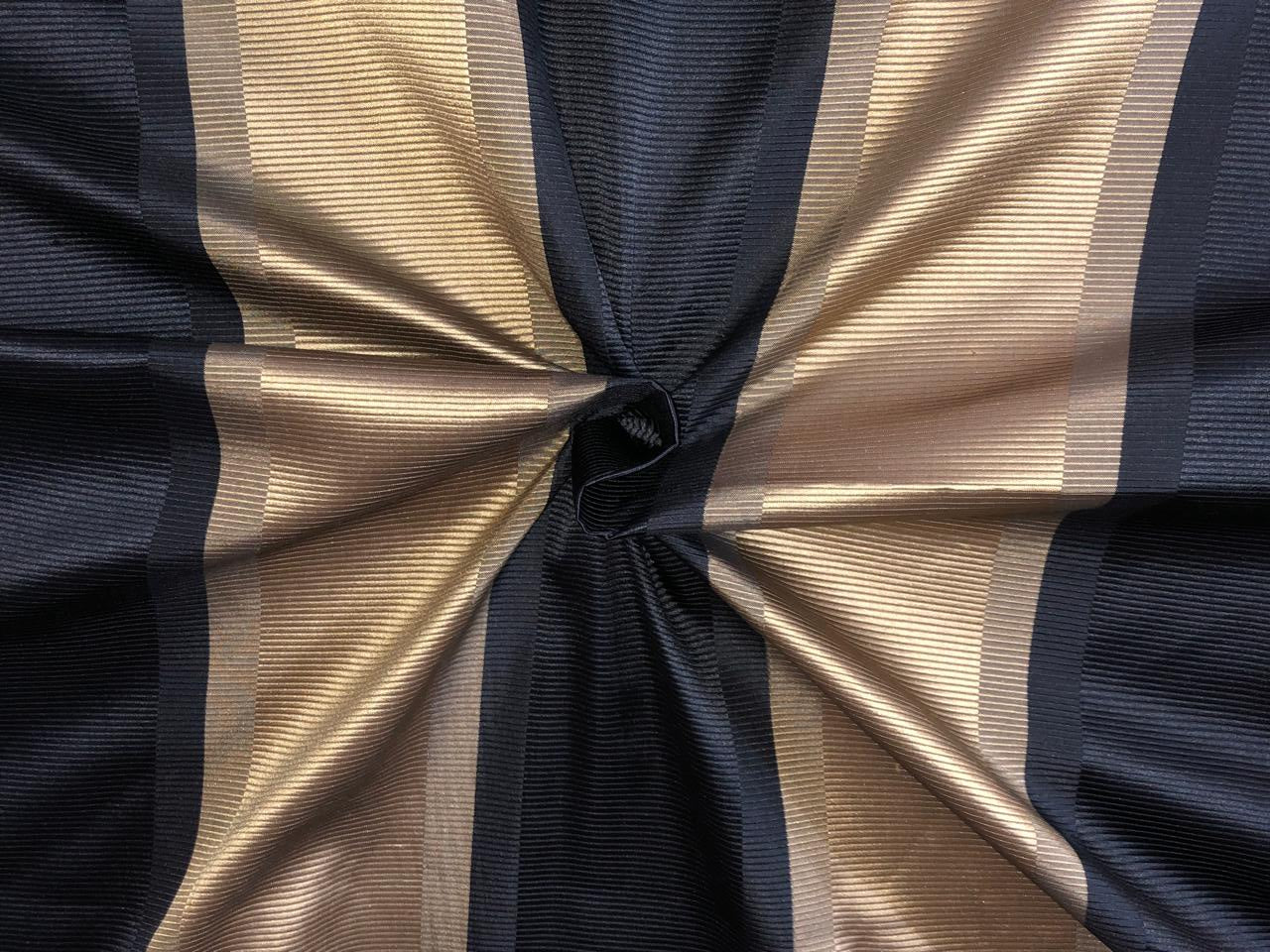 Silk Taffeta Fabric Black ,khaki gold color jacquard STRIPE 54" WIDE TAFS148[3]single length 2.20 yards