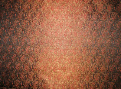 Silk Brocade fabric Black, Brown & Red Colour 44" wide BRO134[4]