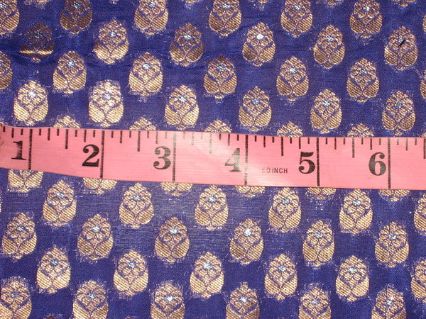 SILK BROCADE FABRIC Blueish Purple & metallic BRO133[5]