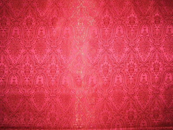 SILK BROCADE FABRIC Hot Pink color 44" wide Victorian BRO134[1]