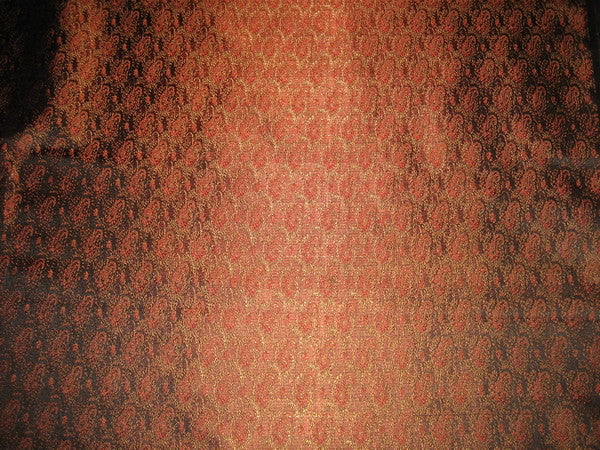 Silk Brocade fabric Black, Brown & Red Colour 44" wide BRO134[4]
