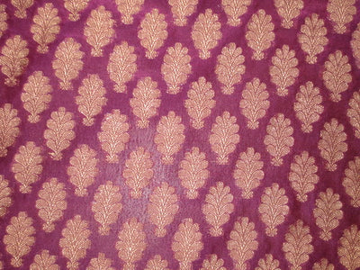 Silk Brocade Fabric Purple &amp; Dull Gold Metallic BRO135[2]