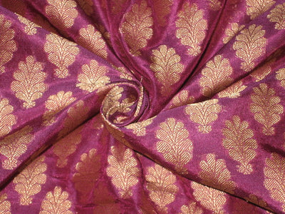 Silk Brocade Fabric Purple &amp; Dull Gold Metallic BRO135[2]
