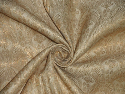 Silk Brocade Fabric Gold metallic & Creamy Ivory color 44" wide BRO205[5]