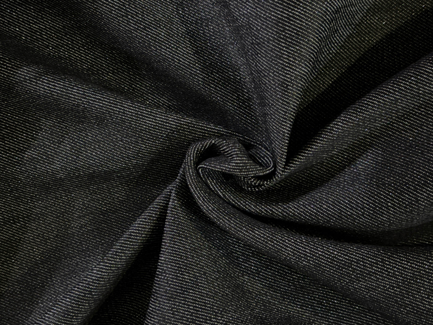100% Cotton Denim Fabric 58" wide black  with silver  shimmer  [17748]