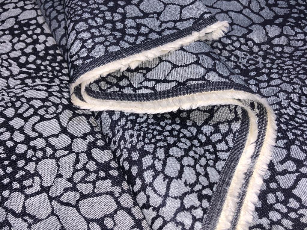 100% Cotton Denim Fabric 58" wide available in 2 different abstract designs black / cream and black / grey [15599/600]