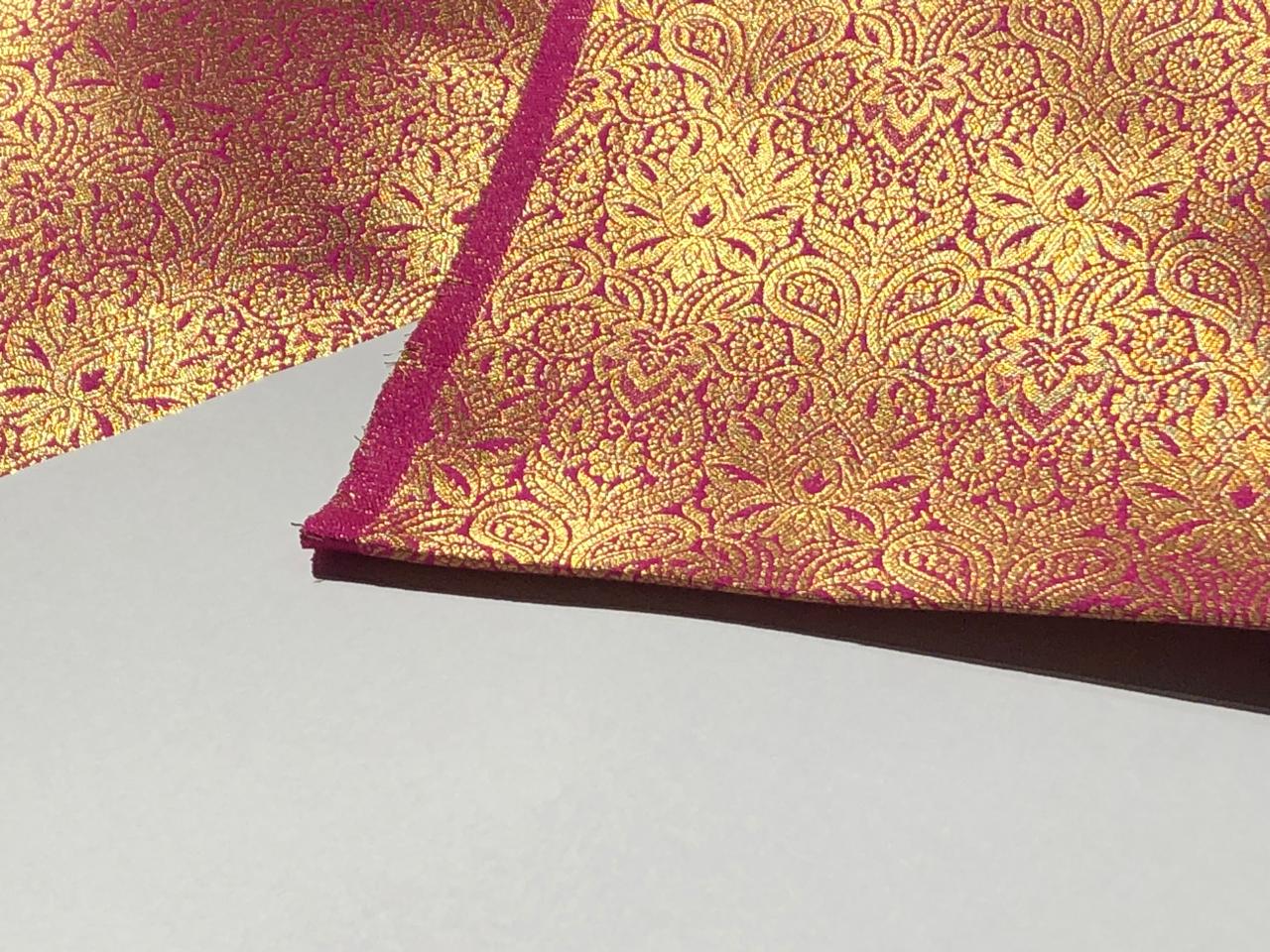 Silk Brocade fabric 44" wide INTRICATE JACQUARD available in 10 colors pink,gold,black,dark magenta,red,parot green,orange,royal blue,mango and burgandyBRO995