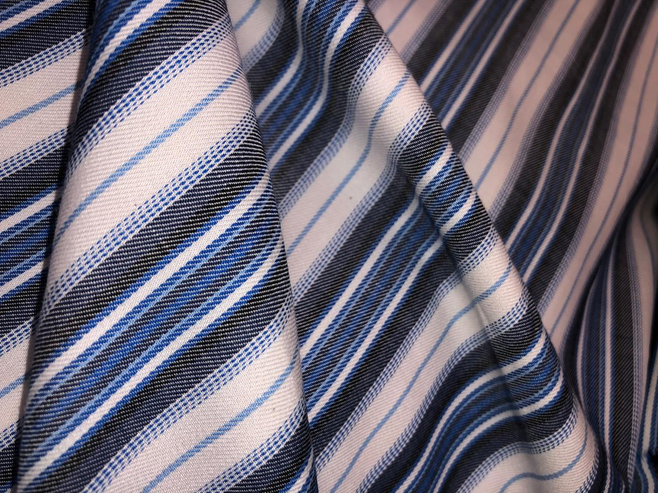 100% cotton poplin  twill weave blue /white stripe 56" wide [18385]
