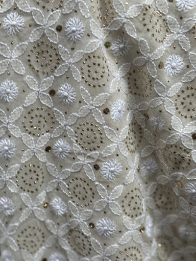 Stole with mukesh , dori tikki ,a traditional Indian embroidery 44" wide and 3 yards long.[17687]