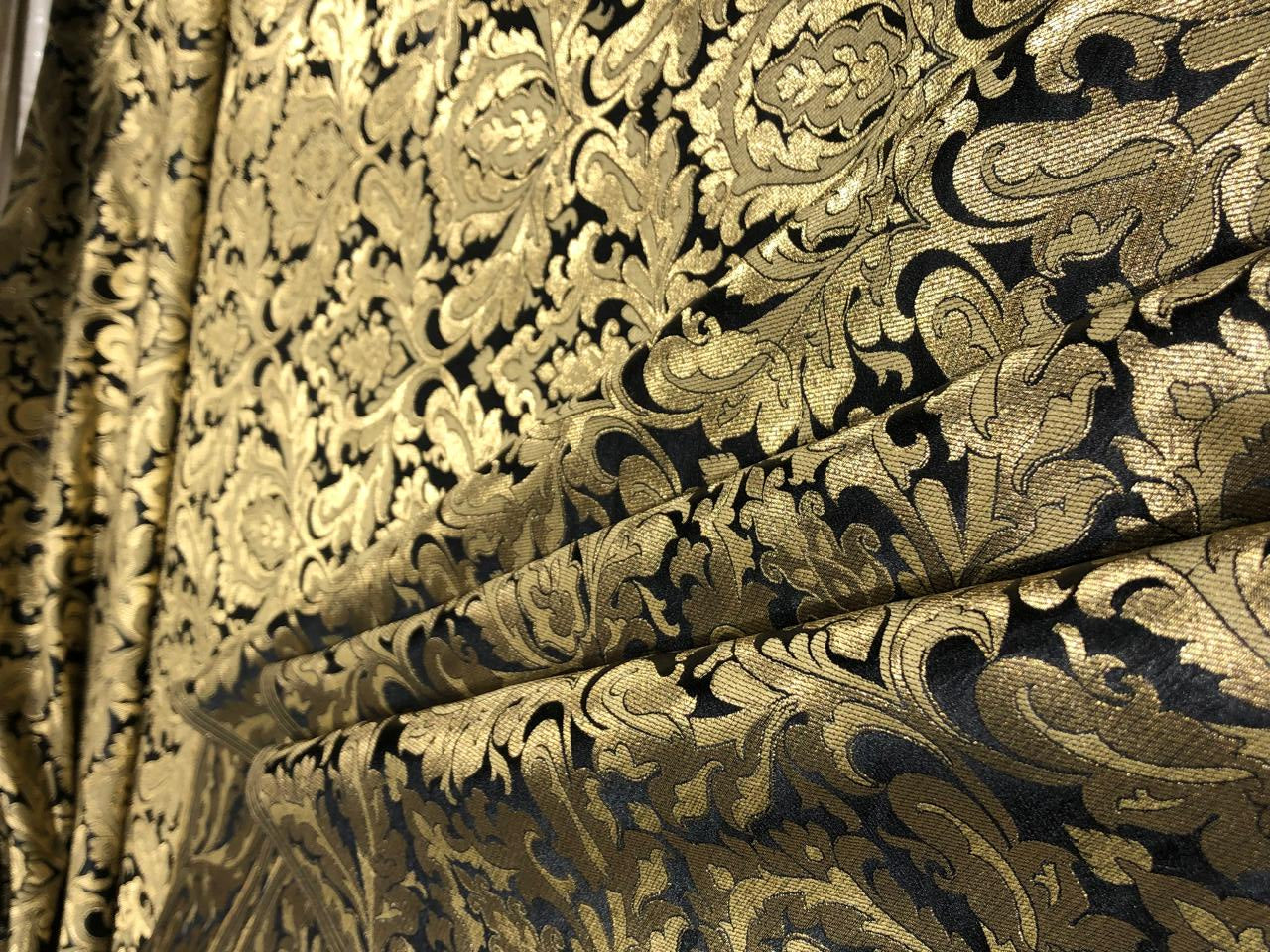 Brocade Heavy KING KHAB  Fabric  with white gold jacquard 44" wide available in 2 colors fiery rose and black BRO1052