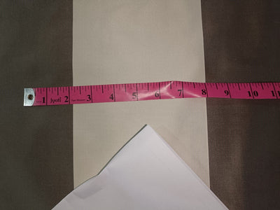 Silk Taffeta Fabric Taupe and Cream Stripes  110" wide TAF#S98