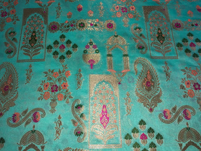 Silk Brocade fabric 44" available in 4 colors  peach, white ivory, mint and grey  [BRO1042]