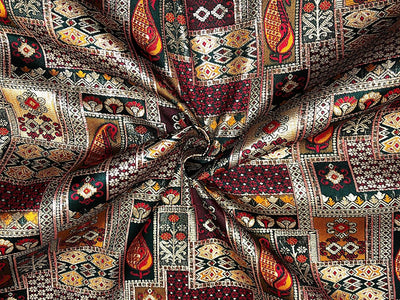 Silk Brocade fabric squares and rectangle motifs with intricate designs within available in pinks ,navy and deep bottle green  BRO1095