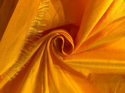 100% PURE SILK DUPIONI FABRIC MANGO YELLOW colour 54" wide WITH SLUBS MM68[6]