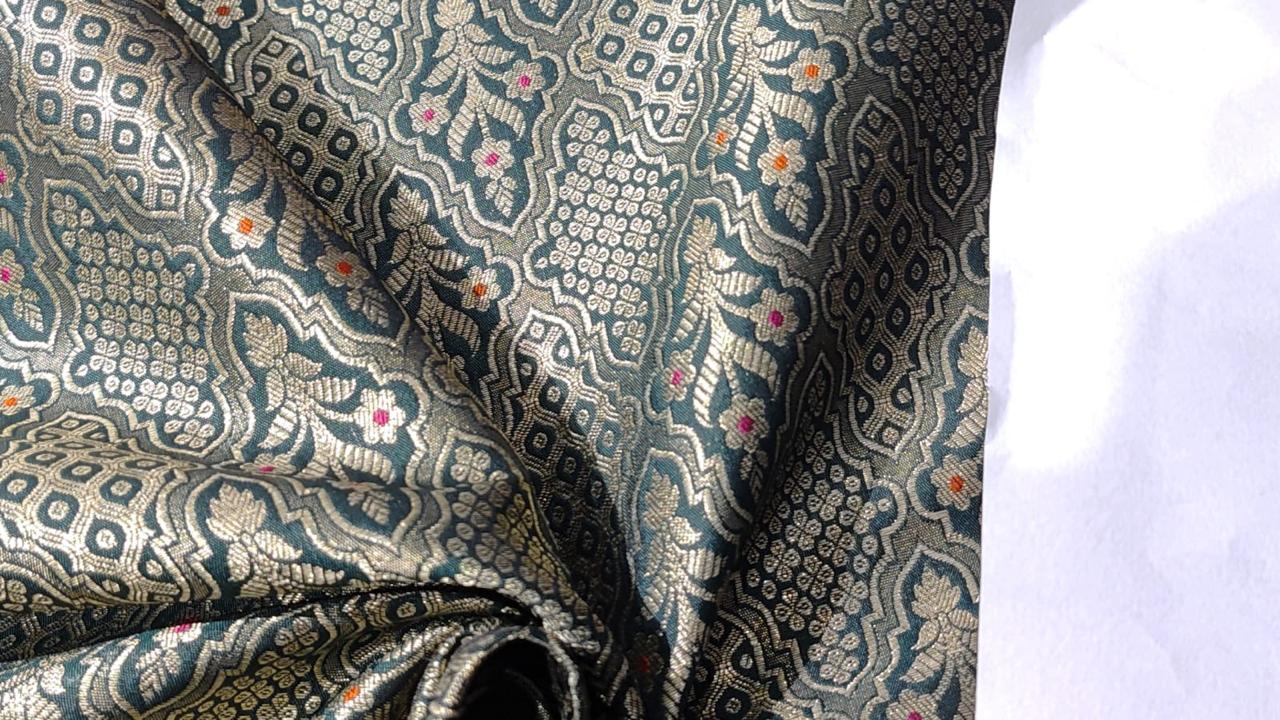 Silk Brocade Fabric  jacquard 44" wide  BRO973 available in 4 colors black/ green/royal and mulberry