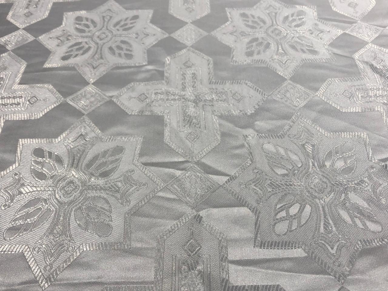 Brocade fabric VESTMENT 60" wide IVORY CROSSES BRO963NEW [cut length 1.60 yards]