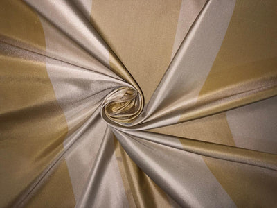 100% Silk Taffeta Fabric  cream and gold Stripes TAFS161[2] 54&quot; wide