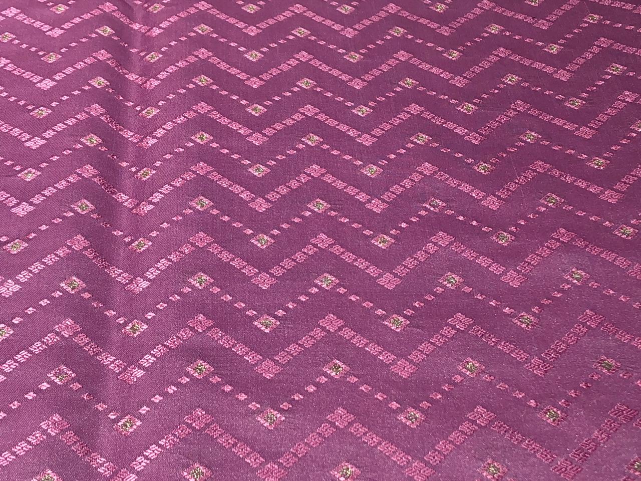 Silk Brocade fabric 44" taffy pink geometric zigzag BRO1038[1]