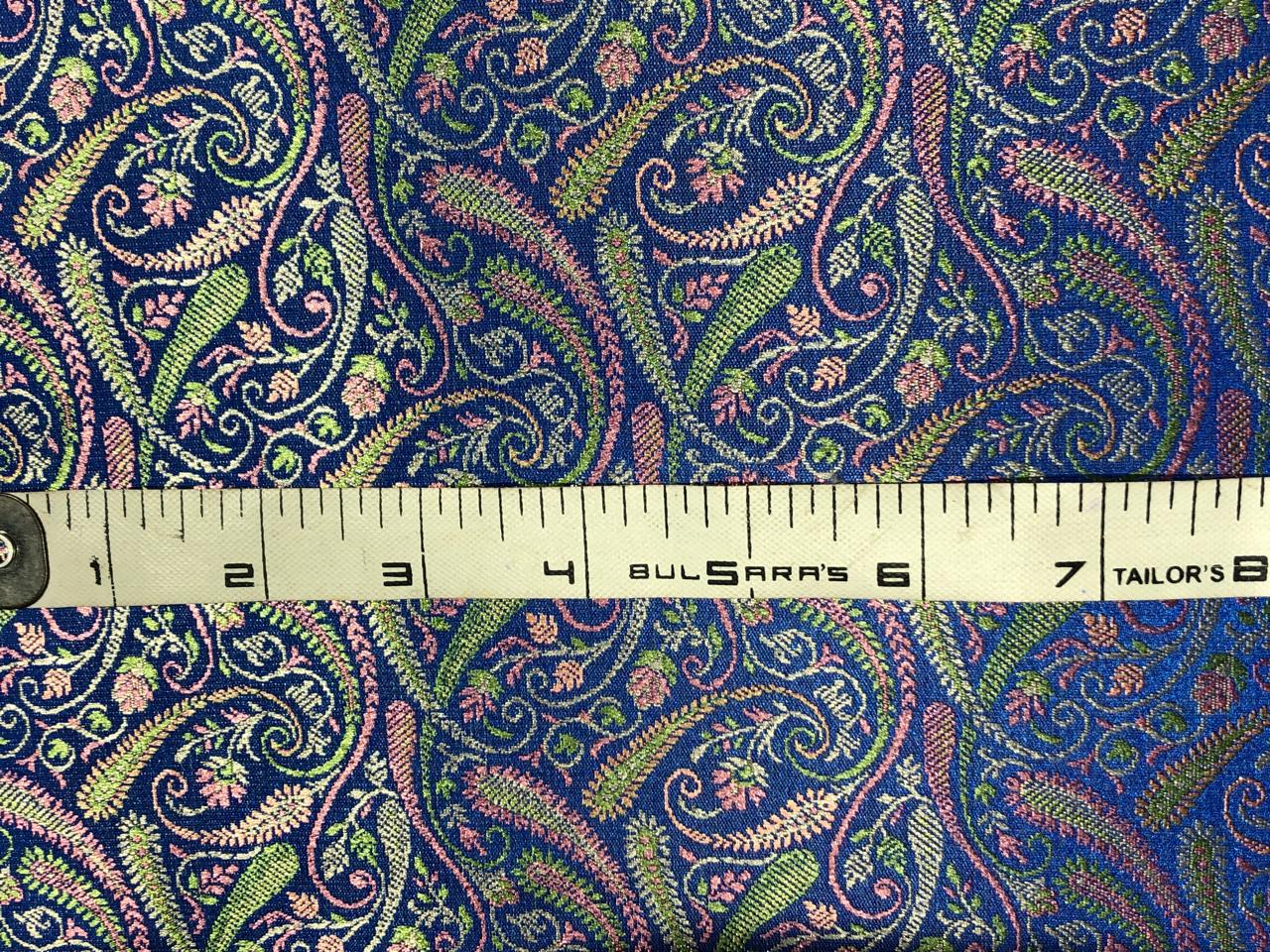 Silk Brocade fabric 44" wide paisley Jacquard available in 3 colors MANGO YELLOW /PINK AND ROYAL BLUE BRO941