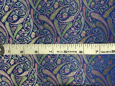 Silk Brocade fabric 44" wide paisley Jacquard available in 3 colors MANGO YELLOW /PINK AND ROYAL BLUE BRO941