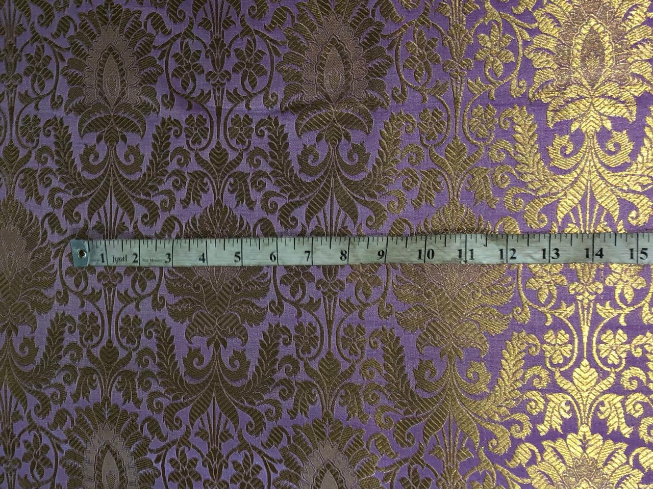 Silk Brocade fabric 44" wide with metallic gold jacquard  lilac color BRO805(2)NEW