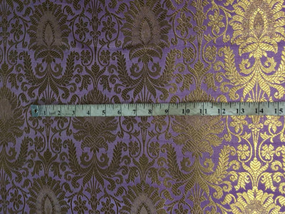 Silk Brocade fabric 44" wide with metallic gold jacquard  lilac color BRO805(2)NEW