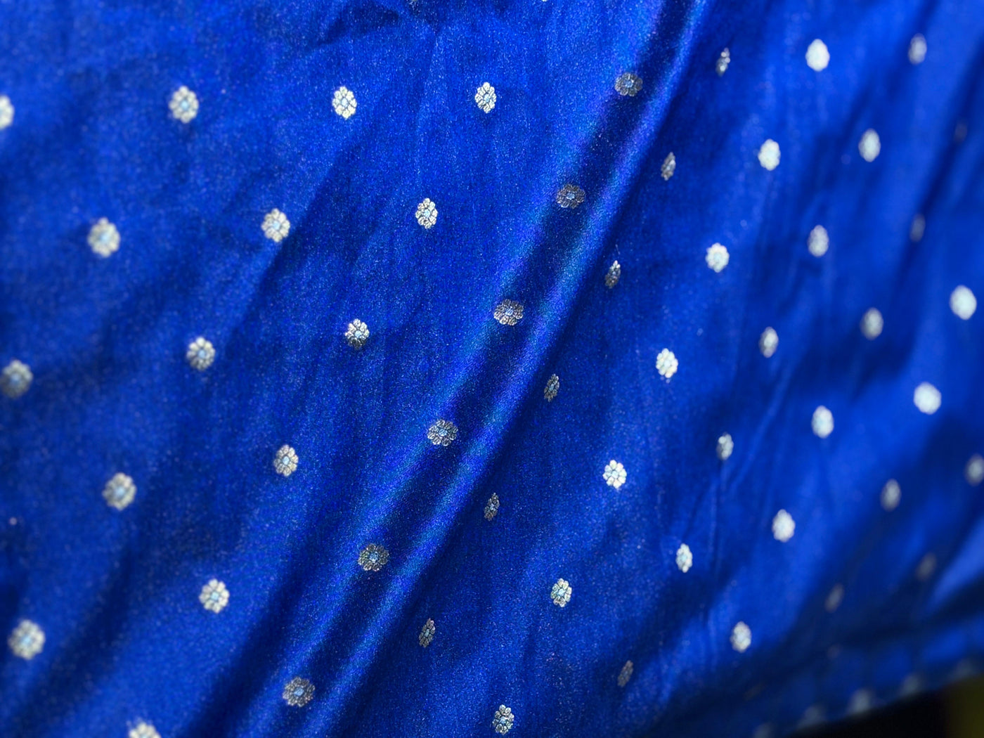 Silk Brocade fabric available in 3 colors two tone red x blue, two tone red x green and royal blue BRO1032