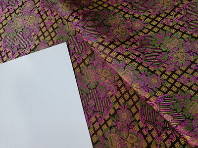 Silk Brocade jacquard fabric 44" wide BRO894 available in Four colors blue/brown/pinkand black