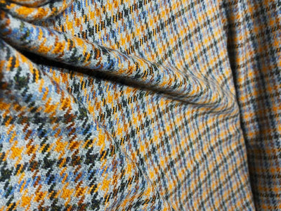 Tweed Premium Suiting Wool Blended plaids in grey ,green, mustard and blue Fabric 58" wide [17745]