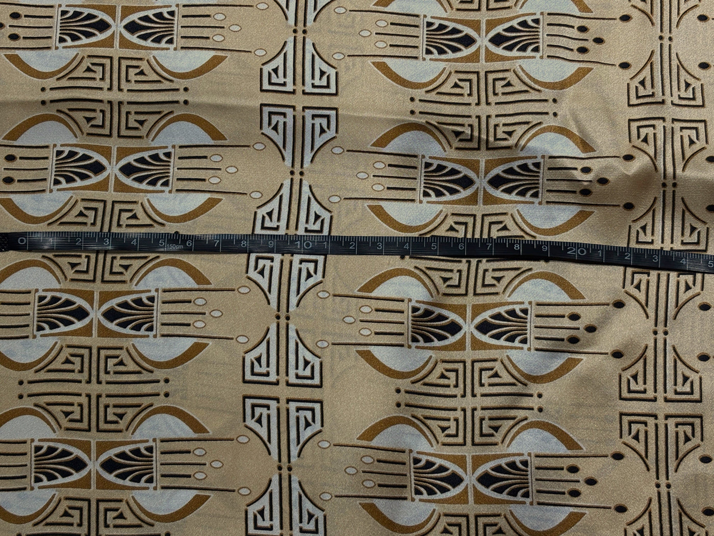 100% Pure Silk Satin 60-80 grams caramel color abstract print  54"Wide Fabric [18261]