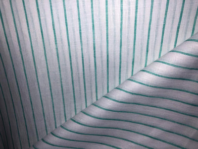 100% Linen stripe 60's Lea Fabric 58" wide available in 2 colors blue and sea green [17643/44]