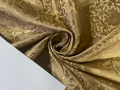 Heavy Silk Brocade Fabric Gold &amp; Antique Gold BRO114[1]