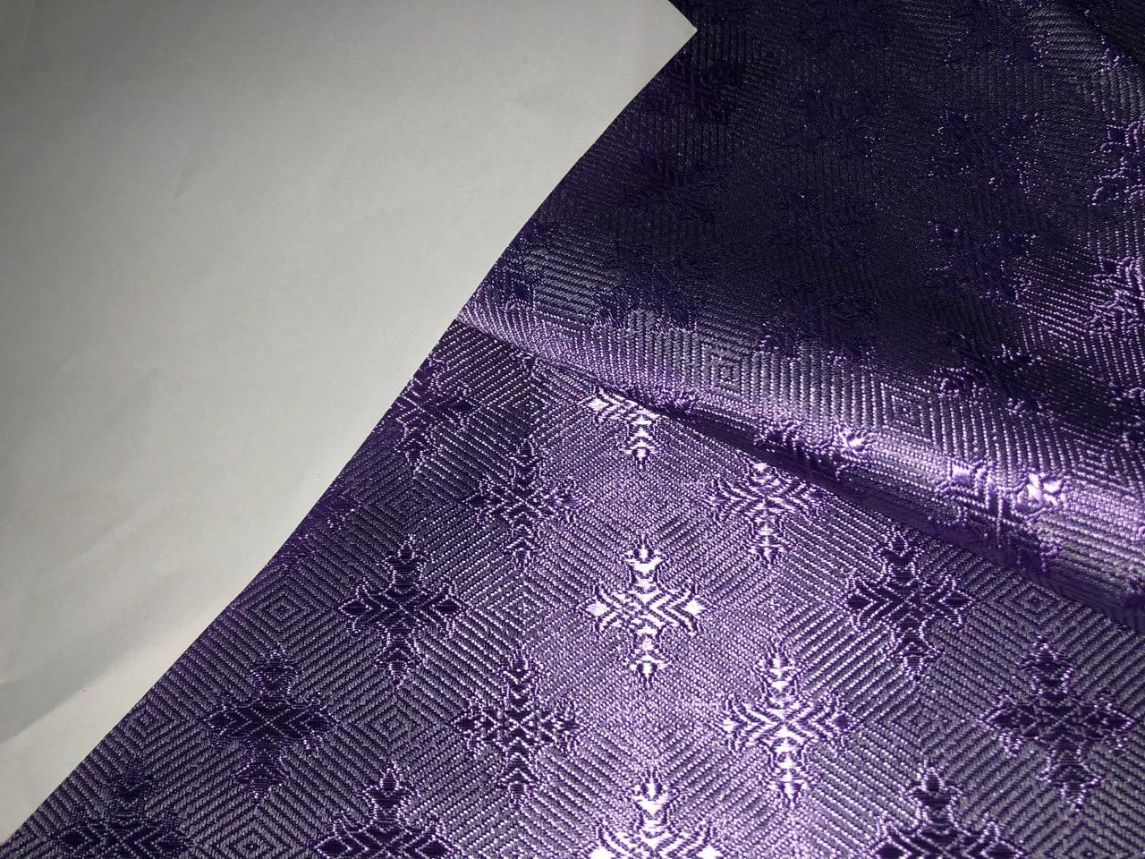 Silk Brocade fabric 44" wide Self  Jacquard  LAVENDER color VESTMENT  design  BRO914[5]