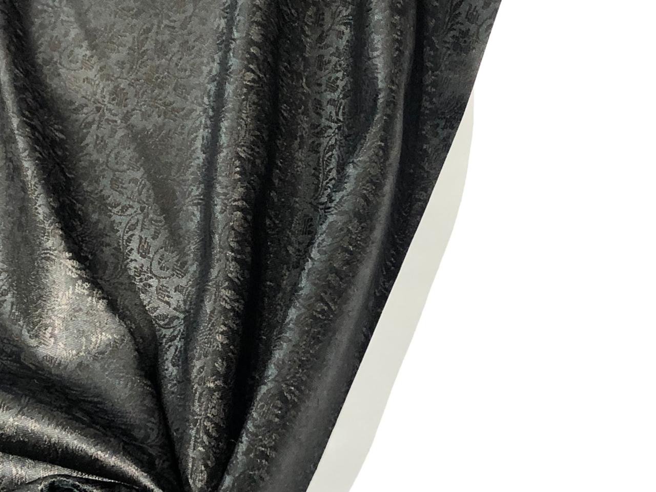 Silk Brocade  fabric~ satin 44" wide   jacquard JET BLACK BRO997[3]